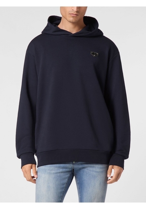 PHILIPP PLEIN Dropped Shoulder Cotton Hoodie with Applied Logo