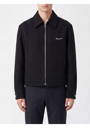WOOYOUNGMI Short Wool-Blend Coat with Zip Closure and Contrast Logo