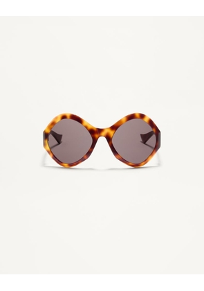 Valentino Round Acetate Eyewear unisex HAVANA/GREY 61