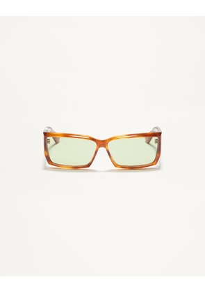 Valentino Rectangular Acetate Eyewear unisex HAVANA/GREEN 60