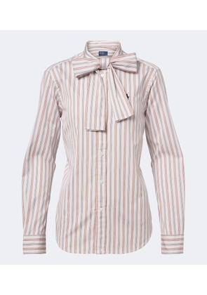Polo Ralph Lauren Bow-detail striped cotton poplin shirt