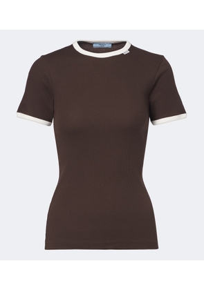 Prada Ribbed-knit cotton T-shirt