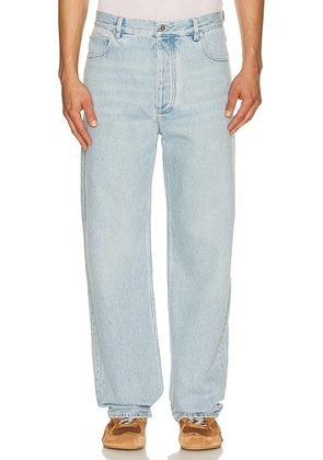 Bottega Veneta Sky Bleached Intrecciato Detail Wide Leg Denim in Light Bleach - Blue. Size 50 (also in 52).