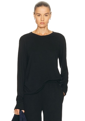 Eterne Long Sleeve Boyfriend Top in Black - Black. Size XS (also in S, M, L).