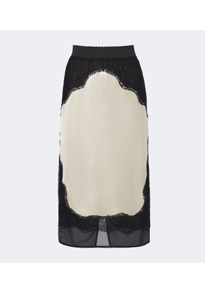 The Attico Lace-trimmed satin midi skirt