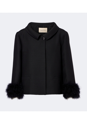 Valentino Crepe Couture feather-trimmed jacket