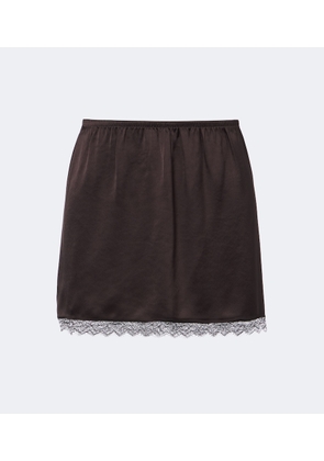 Leset Barb lace-trimmed satin miniskirt
