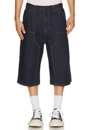 Carhartt WIP Og Double Knee Long Short in Blue (Rinsed) - Blue. Size L (also in S, M, XL/1X).