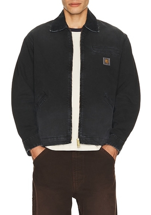 Carhartt WIP Og Detroit Jacket in Black (Black Destroy Wash) - Black. Size XS (also in S, M, L, XL/1X, XXL/2X).