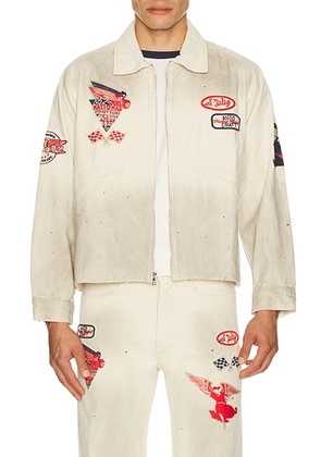Samuel Zelig Service Zip Jacket in Aged Natural - White. Size L (also in S, XL/1X, XXL/2X).