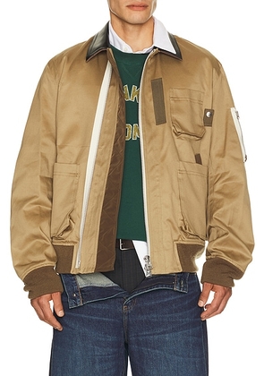 Sacai Cotton Chino Blouson in Dark Beige - Green. Size 2 (also in 3, 4).