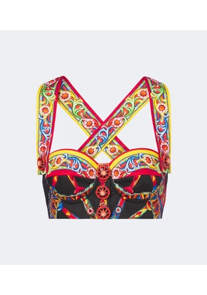 Dolce&Gabbana Carretto cotton poplin crop top