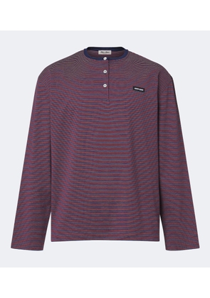Miu Miu Striped cotton jersey Henley shirt