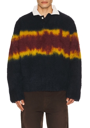 Sacai Chusen-Dyed Knit Polo Shirt in Navy Multi - Multi. Size 2 (also in 3).