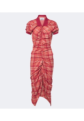 Vivienne Westwood Pulling checked ruched cotton midi dress