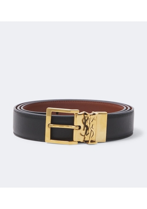 Saint Laurent Cassandre reversible leather belt