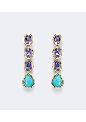Octavia Elizabeth 18kt gold drop earrings with iolite and turquoise