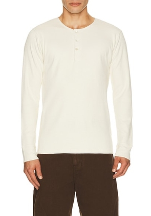 Lemaire Long Sleeve Henley in Enoki - Cream. Size M (also in L, XL/1X).