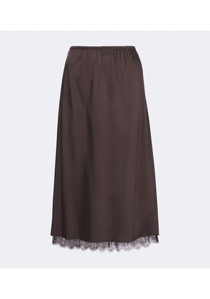 Vince Lace-trimmed satin midi skirt