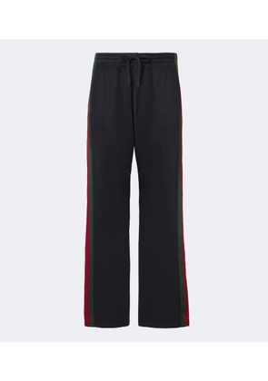 Gucci Web Stripe silk and cotton wide-leg pants