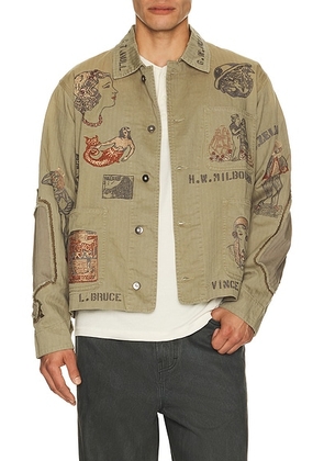 Samuel Zelig Duffle Chore Jacket in Faded Olive - Green. Size M (also in S, L, XL/1X, XXL/2X).