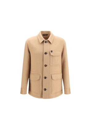 Brioni Beige Cashmere Leather Jacket - S