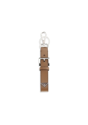 Prada Brown Calf Leather Bos Taurus Keychain