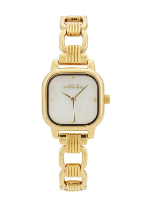Ettika Classic Square Bracelet Watch in Metallic Gold.