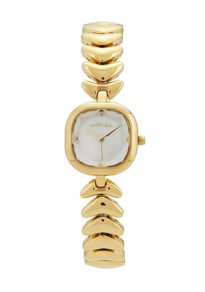 Ettika Metal Moderna Bracelet Watch in Metallic Gold.