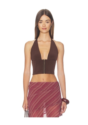 Bella Venice x REVOLVE Coco Halter Top in Chocolate. Size XS. Also in S, M, L.