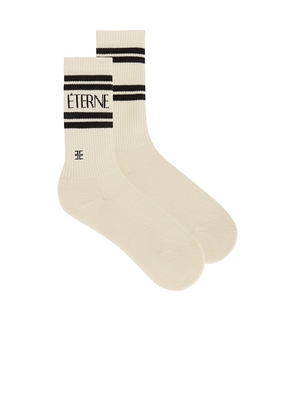 Eterne Cotton Logo Sport Sock in Cream.