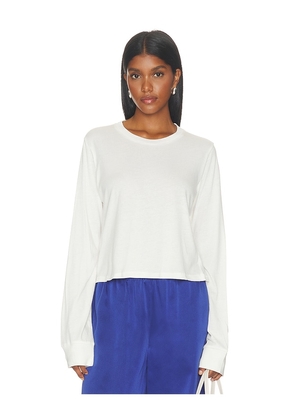 Eterne Cotton Long Sleeve Boxy Tee in Ivory. Size XS. Also in L, M, S.