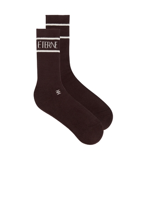 Eterne Cotton Logo Sport Sock in Brown.