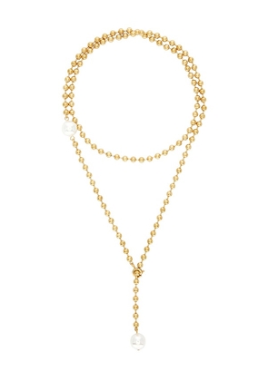 BRACHA Isla Lariat Necklace in Metallic Gold.