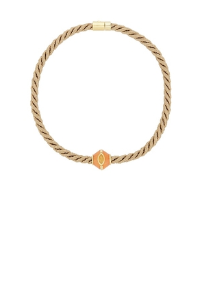 Eddie Borgo Marquise Inlaid Honeycomb Pendant in Metallic Gold.