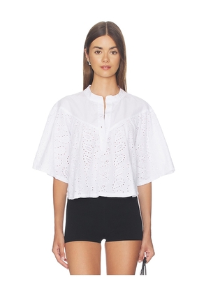 Bobi Faye Boho Henley in White. Size XS. Also in S, M, L, XL.