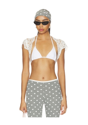 Frankies Bikinis X Paige Lorenze Love Story Lace Bolero in White. Size XS. Also in S, M, L, XL.