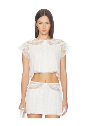 For Love & Lemons Zelie Sleep Top in White. Size XS. Also in S, M, L, XL.