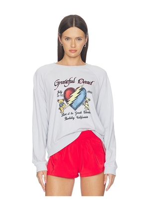 Junk Food Grateful Dead Live 1988 Raglan Crew Fleece Sweatshirt in Blue. Size XS. Also in S, M, L, XL.
