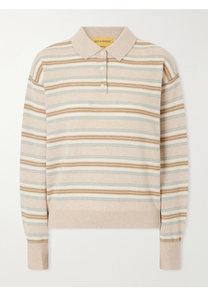 Guest In Residence - Collegiate Striped Cashmere Polo Sweater - Brown - x small,small,medium,large,x large
