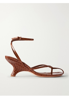 SIMKHAI - Kelsey Croc-effect Leather Sandals - Brown - IT35,IT36,IT37,IT38,IT39,IT40,IT41