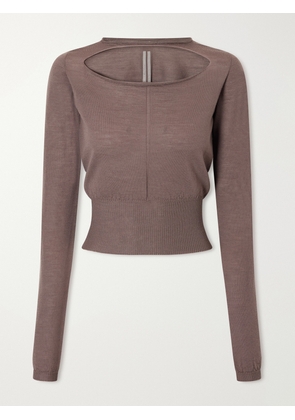 Rick Owens - Cropped Cut-out Virgin Wool Sweater - Purple - x small,small,medium,large,x large