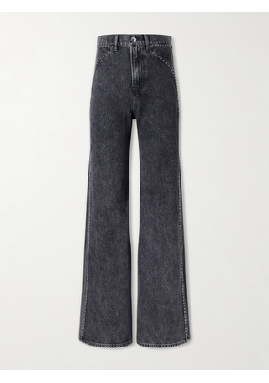 Veronica Beard - Grant Studded High-rise Wide-leg Jeans - Black - 23,24,25,26,27,28,29,30,31,32