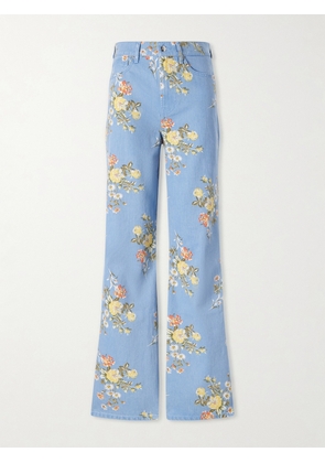 Veronica Beard - Taylor Floral-print High-rise Wide-leg Jeans - Blue - 24,25,26,27,28,29,30,31,32