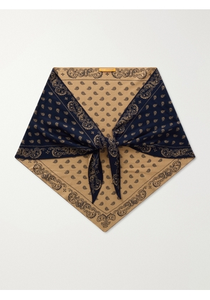 Guest In Residence - The Wild Rag Cotton And Silk-blend Jacquard Scarf - Blue - One size