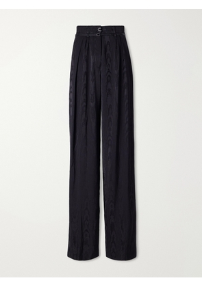 Dries Van Noten - Belted Moiré High-waist Wide-leg Pants - Black - FR 34,FR 36,FR 38,FR 40,FR 42,FR 44