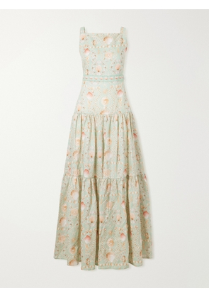 Agua by Agua Bendita - Abeja Playa Printed Linen Maxi Dress - Green - x small,small,medium,large,x large