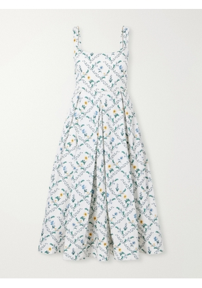 Agua by Agua Bendita - Alcaparra Brisa Floral-print Embelished Cotton Midi Dress - Neutrals - x small,small,medium,large,x large