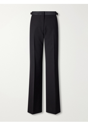 Wales Bonner - Gallery Satin-trimmed Wool-twill Flared Pants - Black - IT38,IT40,IT42,IT44,IT46