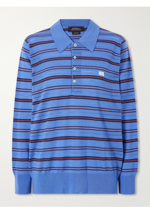 Wales Bonner - Striped Wool And Cotton Polo Shirt - Blue - x small,small,medium,large,x large